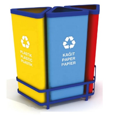 3 Compartment Metal Recycle Bin Mak-614a